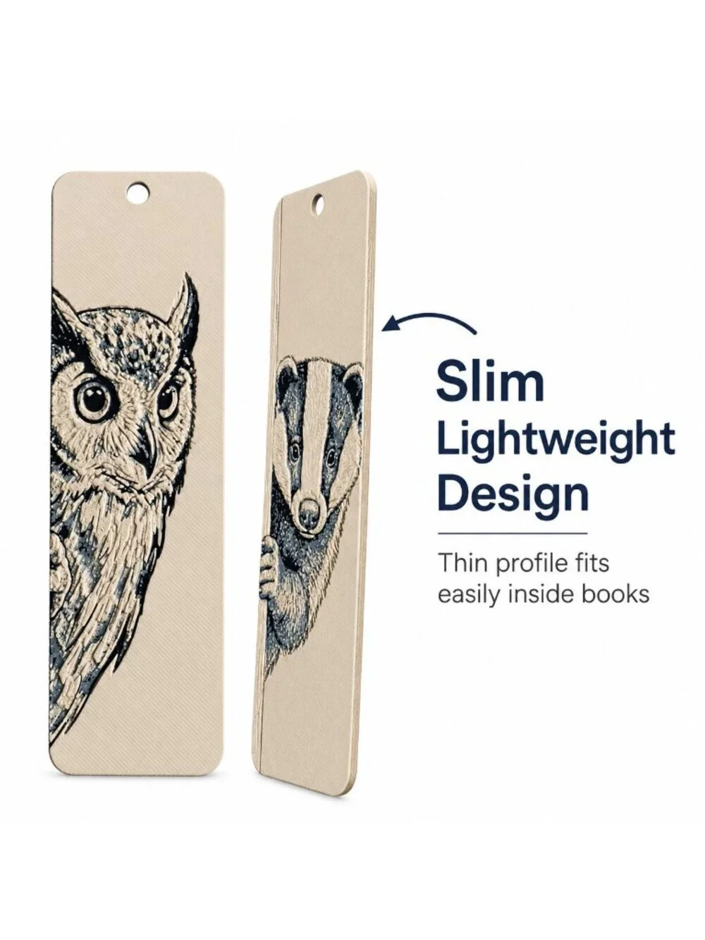 3D Printed Bookmark Set Owl & Badger Animal Bookmarks 6